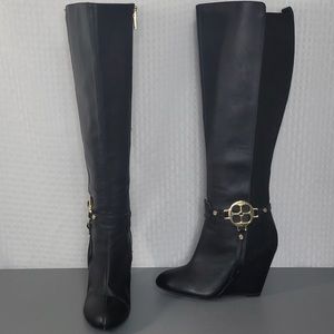 Iman leather suede wedge boot size 6 excellent condition